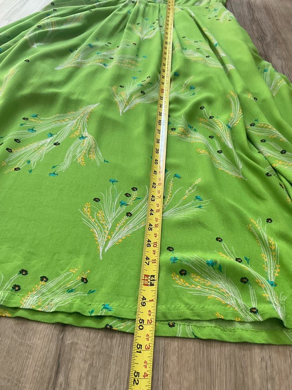 Free People Retro Floral Green V-neck Midi Dress Size 12 NWT - Picture 12 of 14